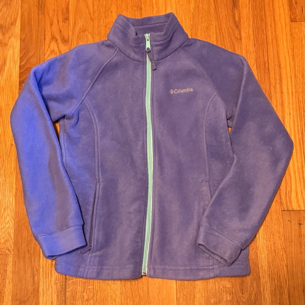 Columbia Girls Purple Fleece zip up Jacket Size M 10/12